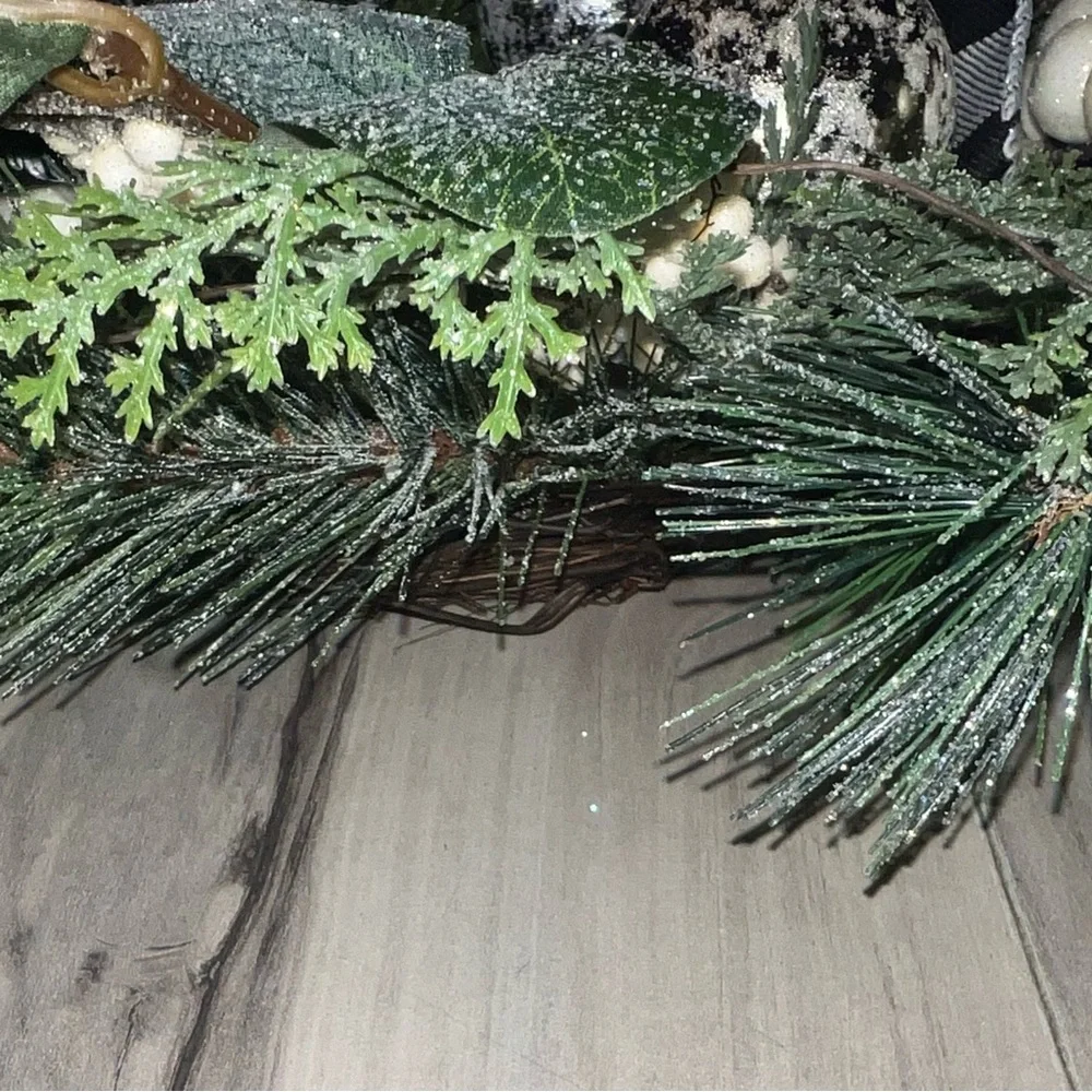 Buffalo black checkered Silver and Green Holiday Wreath